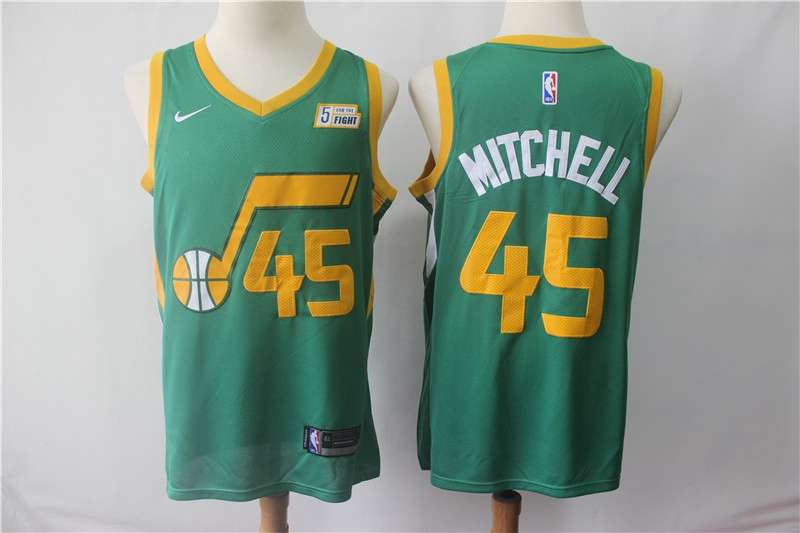 Utah Jazz Green #45 MITCHELL Basketball Jersey (Stitched)