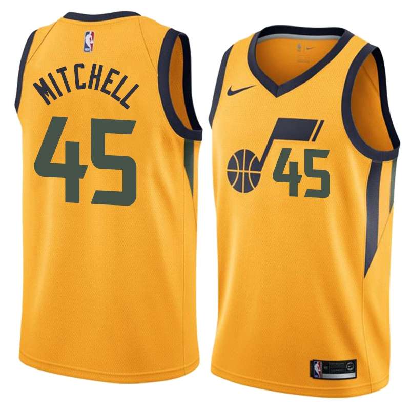 Utah Jazz Yellow #45 MITCHELL Basketball Jersey (Stitched)