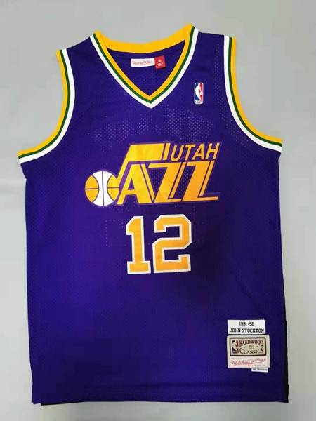 Utah Jazz 1991/92 Purple #12 STOCKTON Classics Basketball Jersey (Stitched)