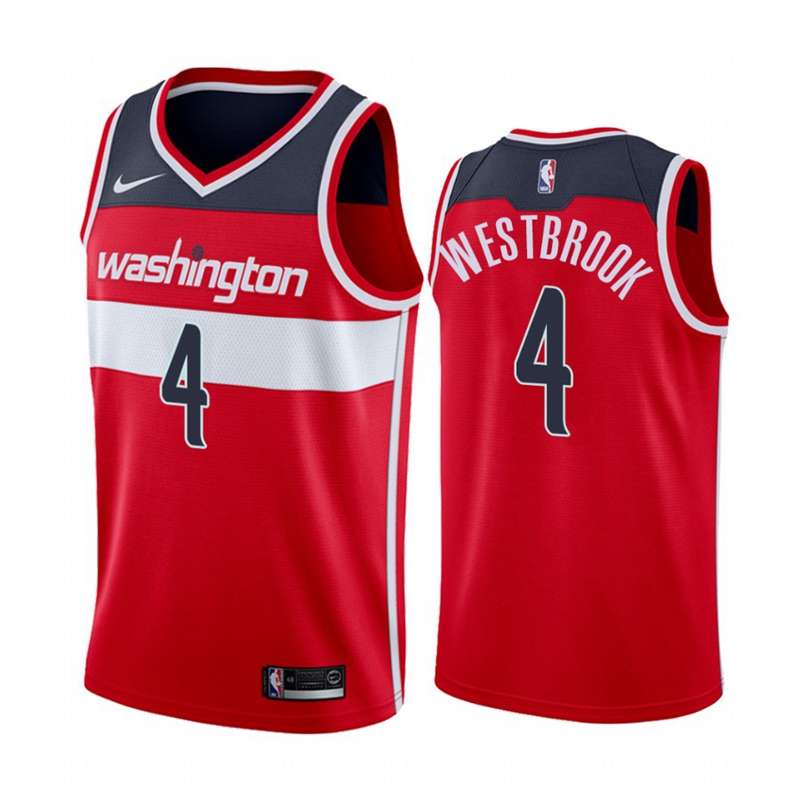 Washington Wizards 20/21 Red #4 WESTBROOK Basketball Jersey (Stitched)