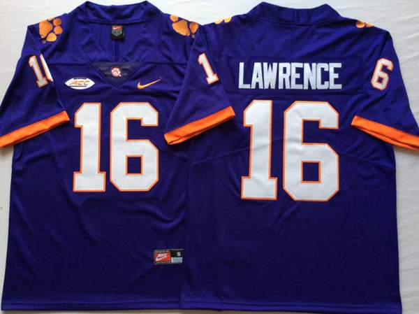 Clemson Tigers Purple #16 LAWRENCE NCAA Football Jersey