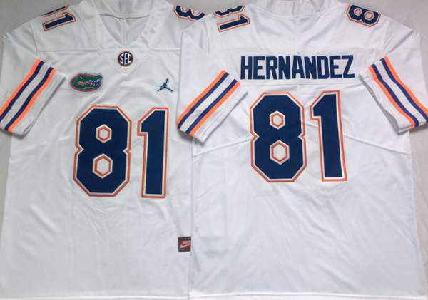 Florida Gators White #81 HERNANDEZ NCAA Football Jersey