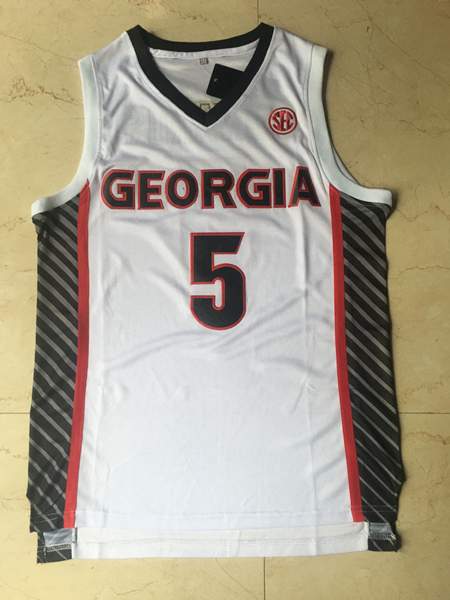 Georgia Bulldogs White #5 EDWAROS NCAA Basketball Jersey 02