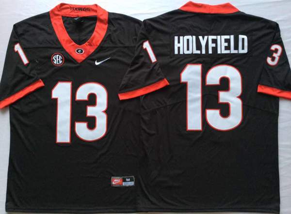 Georgia Bulldogs Black #13 HOLYFIELD NCAA Football Jersey