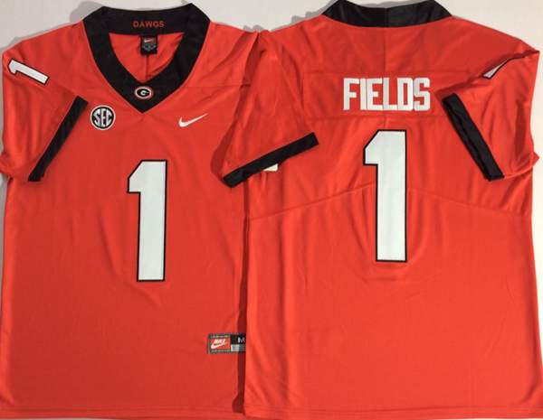 Georgia Bulldogs Orange #1 FIELDS NCAA Football Jersey