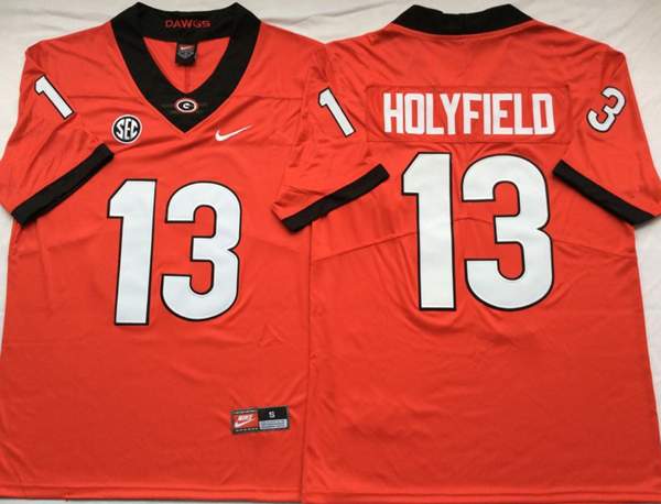 Georgia Bulldogs Orange #13 HOLYFIELD NCAA Football Jersey