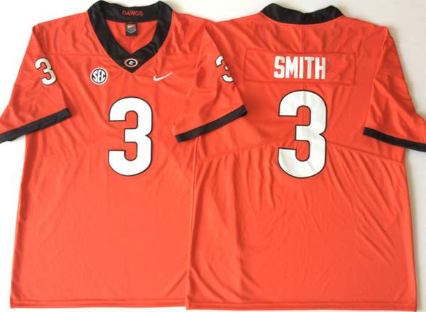 Georgia Bulldogs Orange #3 SMITH NCAA Football Jersey