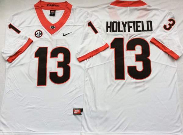 Georgia Bulldogs White #13 HOLYFIELD NCAA Football Jersey