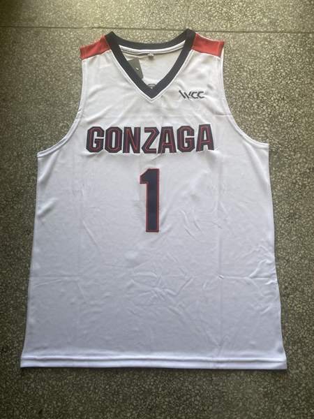 Gonzaga Bulldogs White #1 SUGGS NCAA Basketball Jersey 02