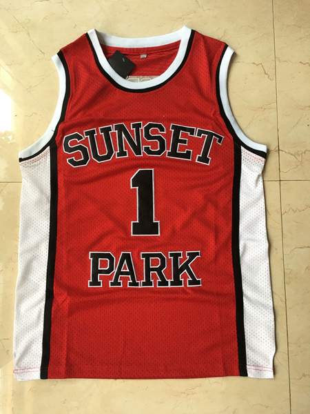 Sunset Park Red #1 SHORTY Basketball Jersey