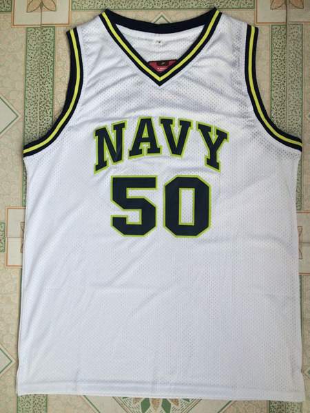 NAVY White #50 ROBINSON Basketball Jersey