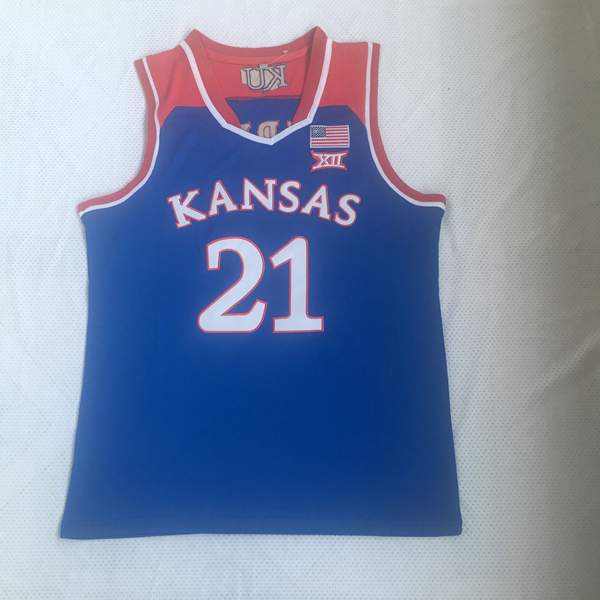 Kansas Jayhawks Blue #21 EMBIID NCAA Basketball Jersey