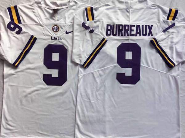 LSU Tigers White #9 BURREAUX NCAA Football Jersey