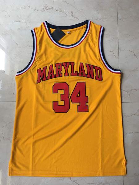 Maryland Terrapins Yellow #34 BIAS NCAA Basketball Jersey