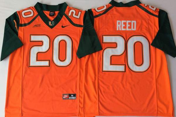 Miami Hurricanes Orange #20 REED NCAA Football Jersey