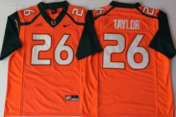 Miami Hurricanes Orange #26 TAYLOR NCAA Football Jersey