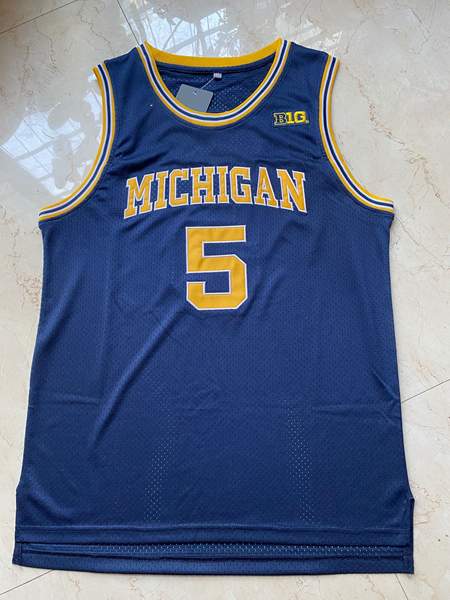 Michigan Wolverines Blue #5 ROSE NCAA Basketball Jersey