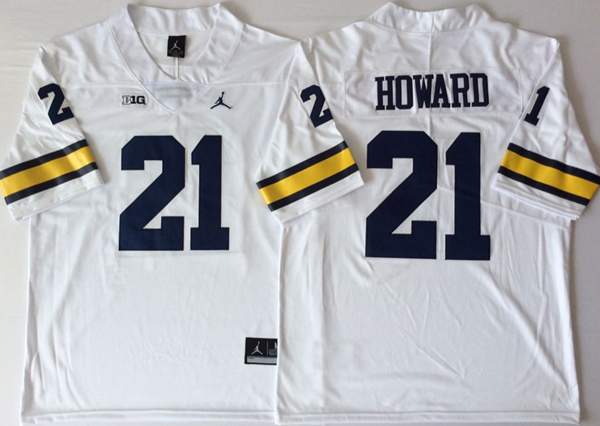 Michigan Wolverines White #21 HOWARD NCAA Football Jersey