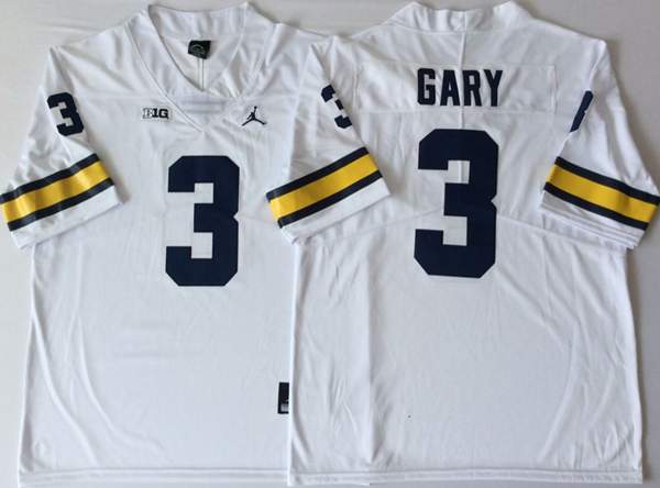 Michigan Wolverines White #3 GARY NCAA Football Jersey