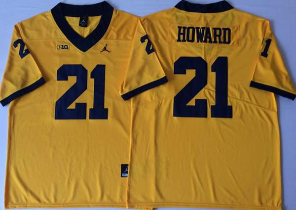 Michigan Wolverines Yellow #21 HOWARD NCAA Football Jersey