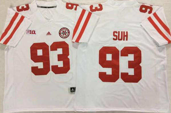 Nebraska Huskers White #93 SUH NCAA Football Jersey