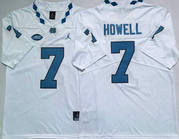 North Carolina Tar Heels White #7 HOWELL NCAA Football Jersey