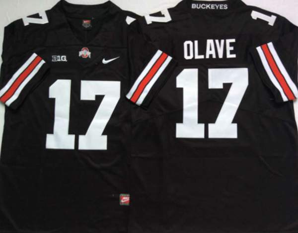 Ohio State Buckeyes Black #17 OLAVE NCAA Football Jersey 02