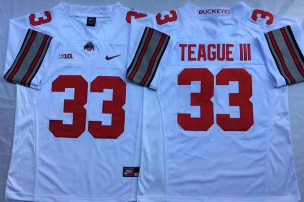 Ohio State Buckeyes White #33 TEAGUE III NCAA Football Jersey