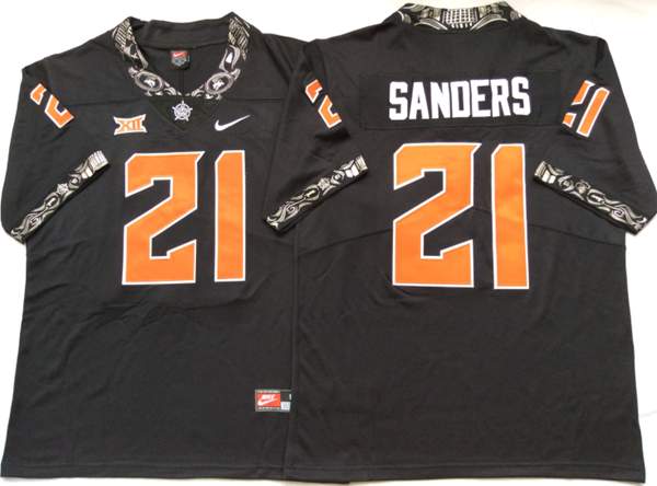 Oklahoma State Cowboys Black #21 SANDERS NCAA Football Jersey