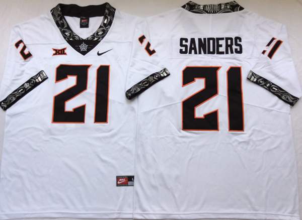 Oklahoma State Cowboys White #21 SANDERS NCAA Football Jersey