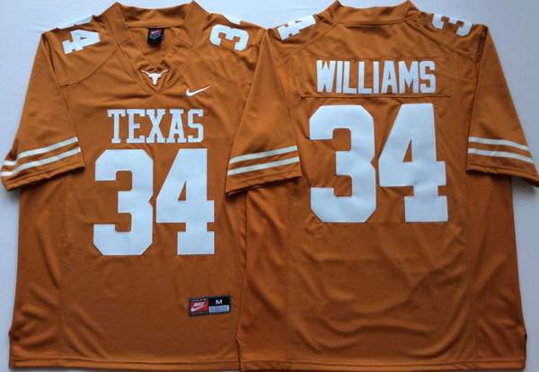 Texas Longhorns Orange #34 WILLIAMS NCAA Football Jersey