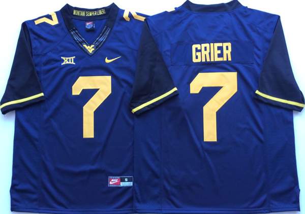 West Virginia Mountaineers Blue #7 GRIER NCAA Football Jersey