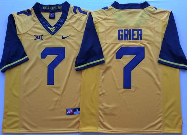 West Virginia Mountaineers Yellow #7 GRIER NCAA Football Jersey