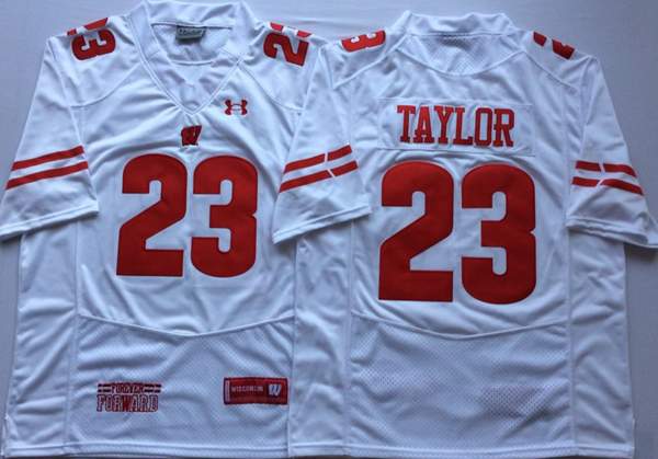 Wisconsin Badgers White #23 TAYLOR NCAA Football Jersey
