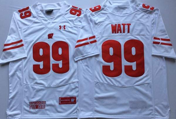 Wisconsin Badgers White #99 WATT NCAA Football Jersey