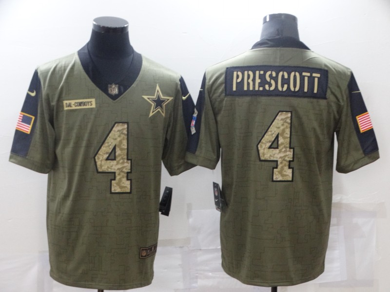 Dallas Cowboys Olive Salute To Service NFL Jersey 06