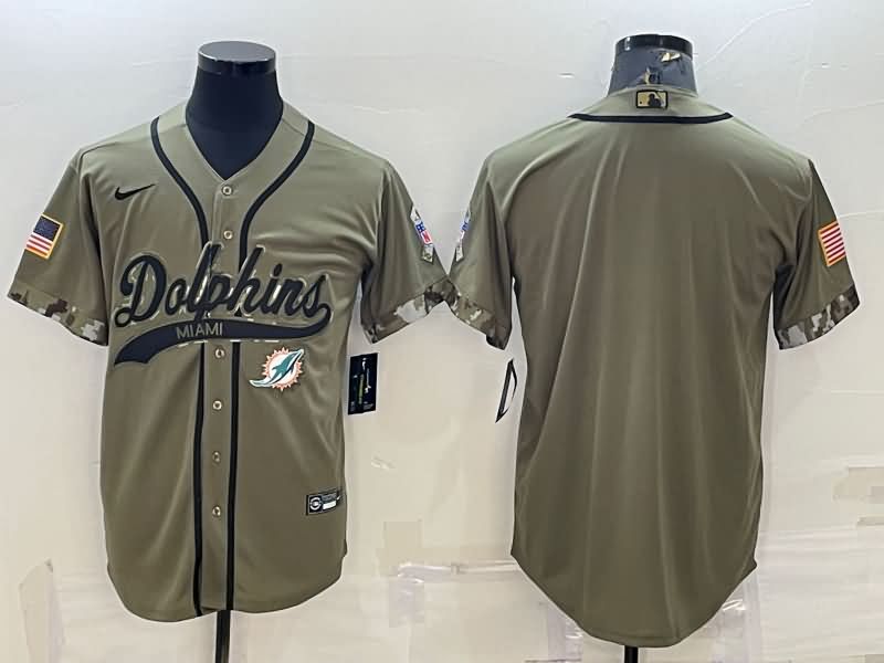 Miami Dolphins Olive Salute To Service MLB&NFL Jersey