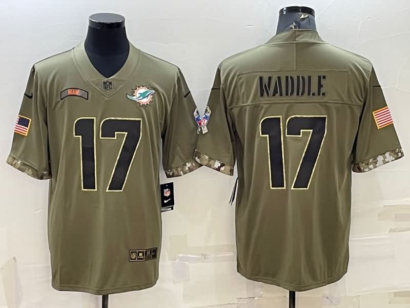 Miami Dolphins Olive Salute To Service NFL Jersey 05