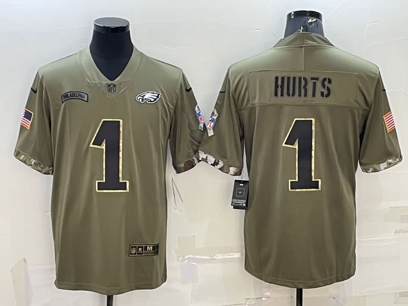 Philadelphia Eagles Olive Salute To Service NFL Jersey 05