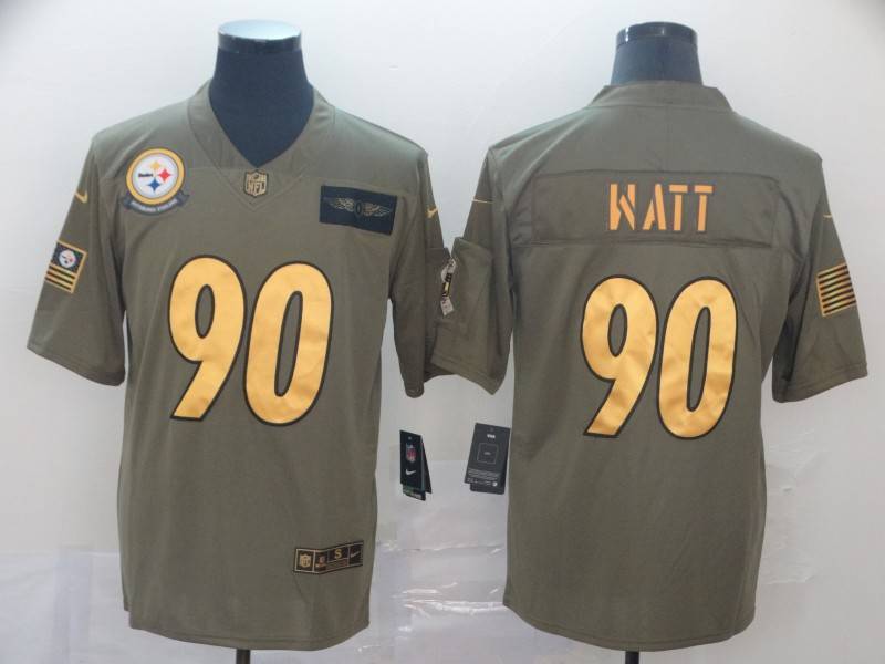 Pittsburgh Steelers Olive Salute To Service NFL Jersey 03