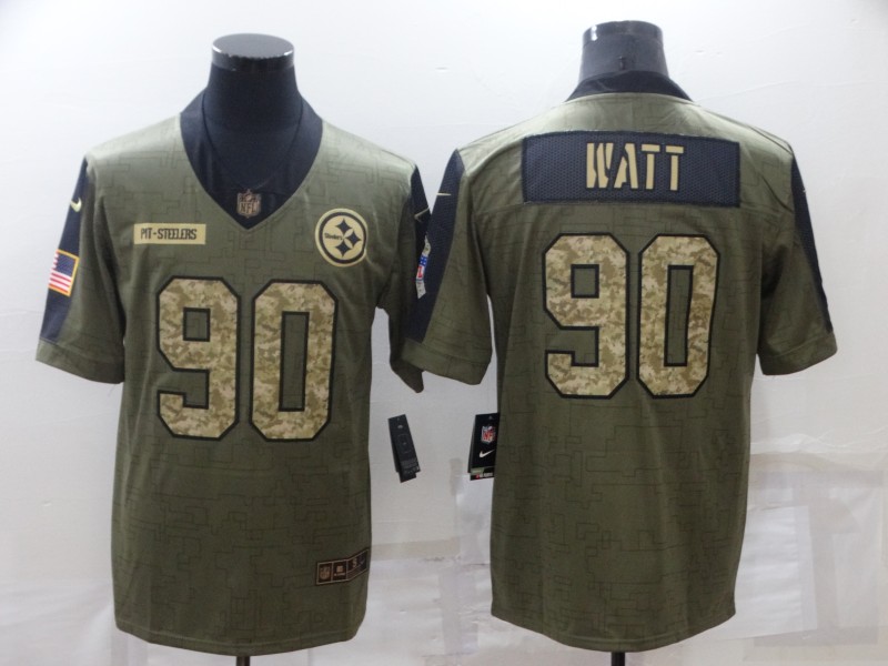 Pittsburgh Steelers Olive Salute To Service NFL Jersey 05