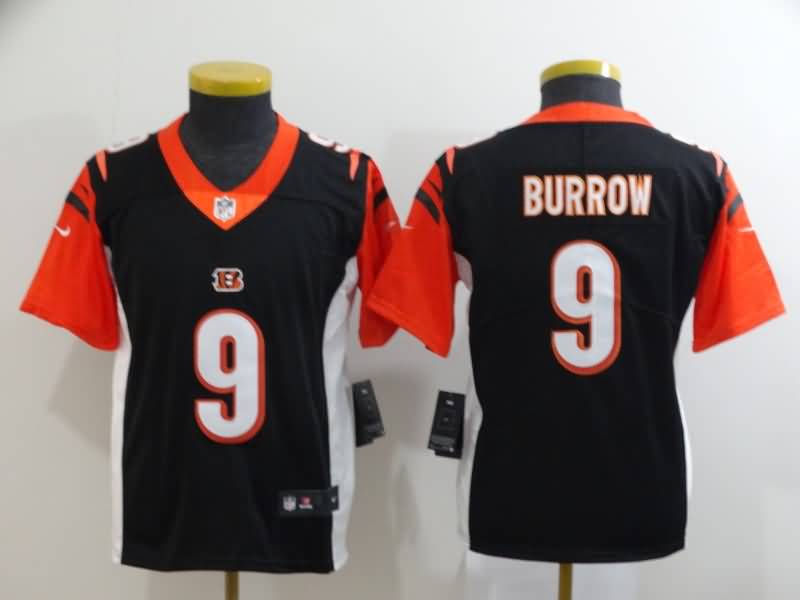 Kids Cincinnati Bengals Black #9 BURROW NFL Jersey