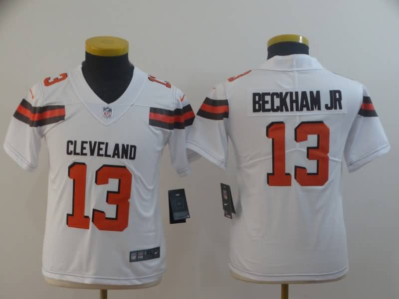 Kids Cleveland Browns White #13 BECKHAM JR NFL Jersey