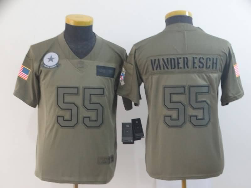 Kids Dallas Cowboys #55 VANDER ESCH Olive Salute To Service NFL Jersey