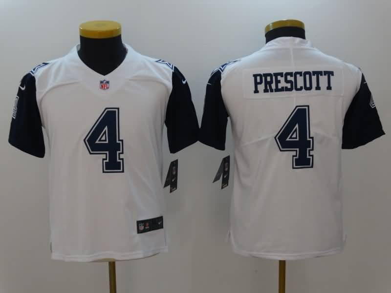 Kids Dallas Cowboys White #4 PRESCOTT NFL Jersey 02