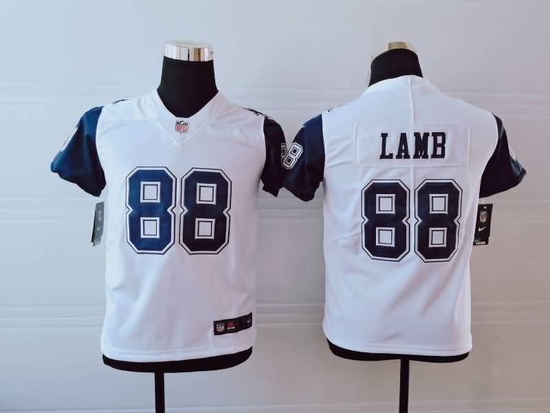 Kids Dallas Cowboys White #88 LAMB NFL Jersey 02