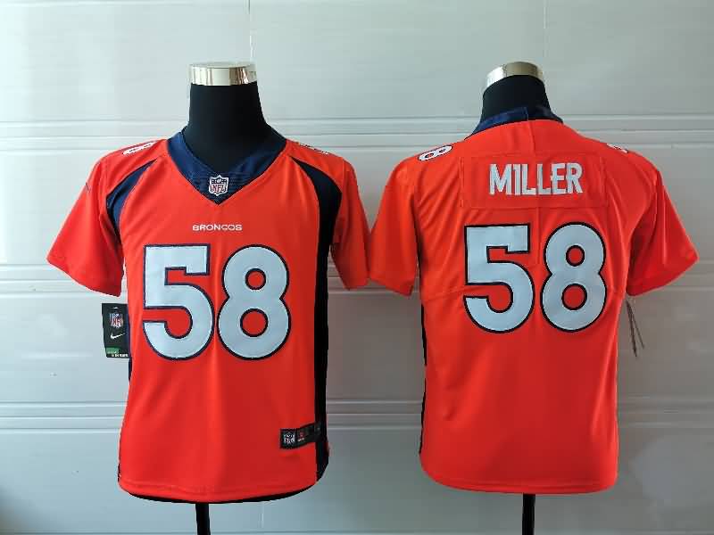 Kids Denver Broncos Orange #58 MILLER NFL Jersey