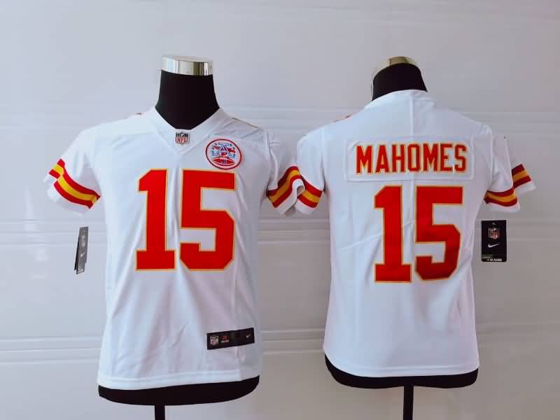 Kids Kansas City Chiefs White #15 MAHOMES NFL Jersey