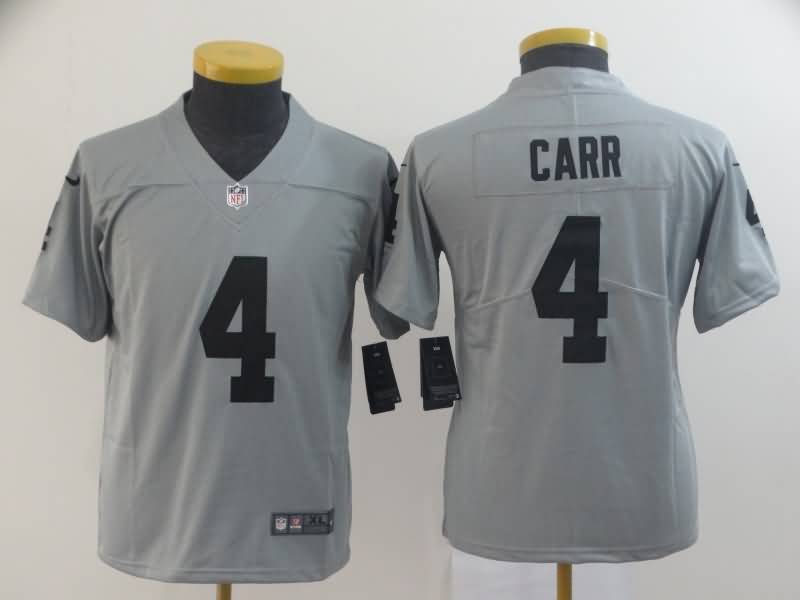 Kids Las Vegas Raiders Grey #4 CARR Inverted Legend NFL Jersey