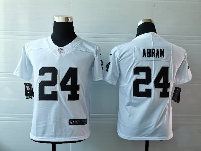 Kids Las Vegas Raiders White #24 ABRAM NFL Jersey 02